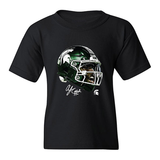 Michigan State - NCAA Football : Aidan Chiles - Game Face Youth T-Shirt-0