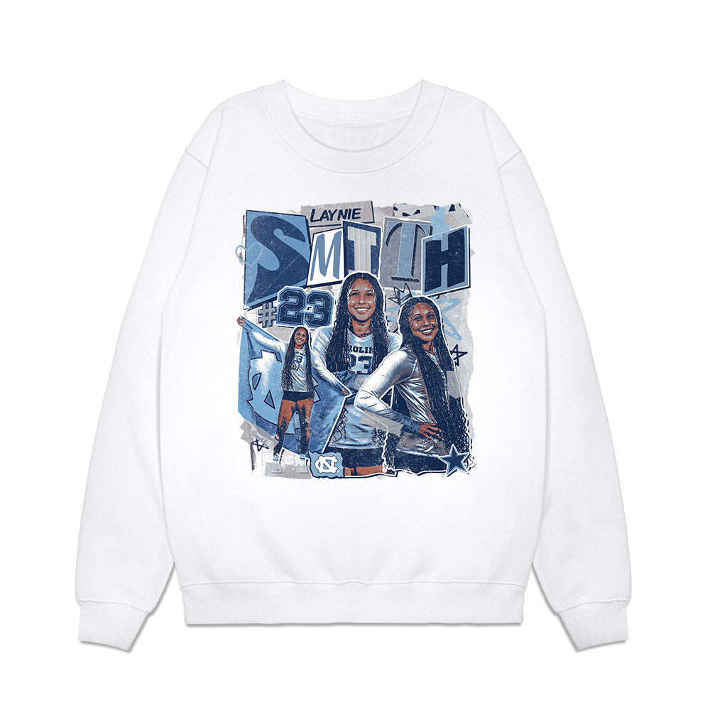UNC - NCAA Women's Volleyball : Laynie Smith - Collage Premium Crewneck Sweatshirt-0