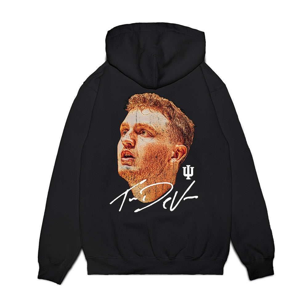 Indiana - NCAA Men's Basketball : Tucker DeVries - Game Face Premium Hooded Sweatshirt-1