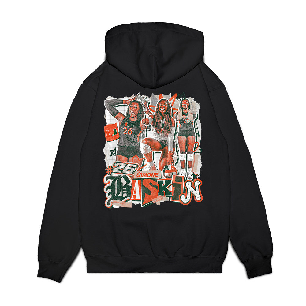 Miami - NCAA Women's Volleyball : Simone Baskin - Collage Premium Hooded Sweatshirt-1