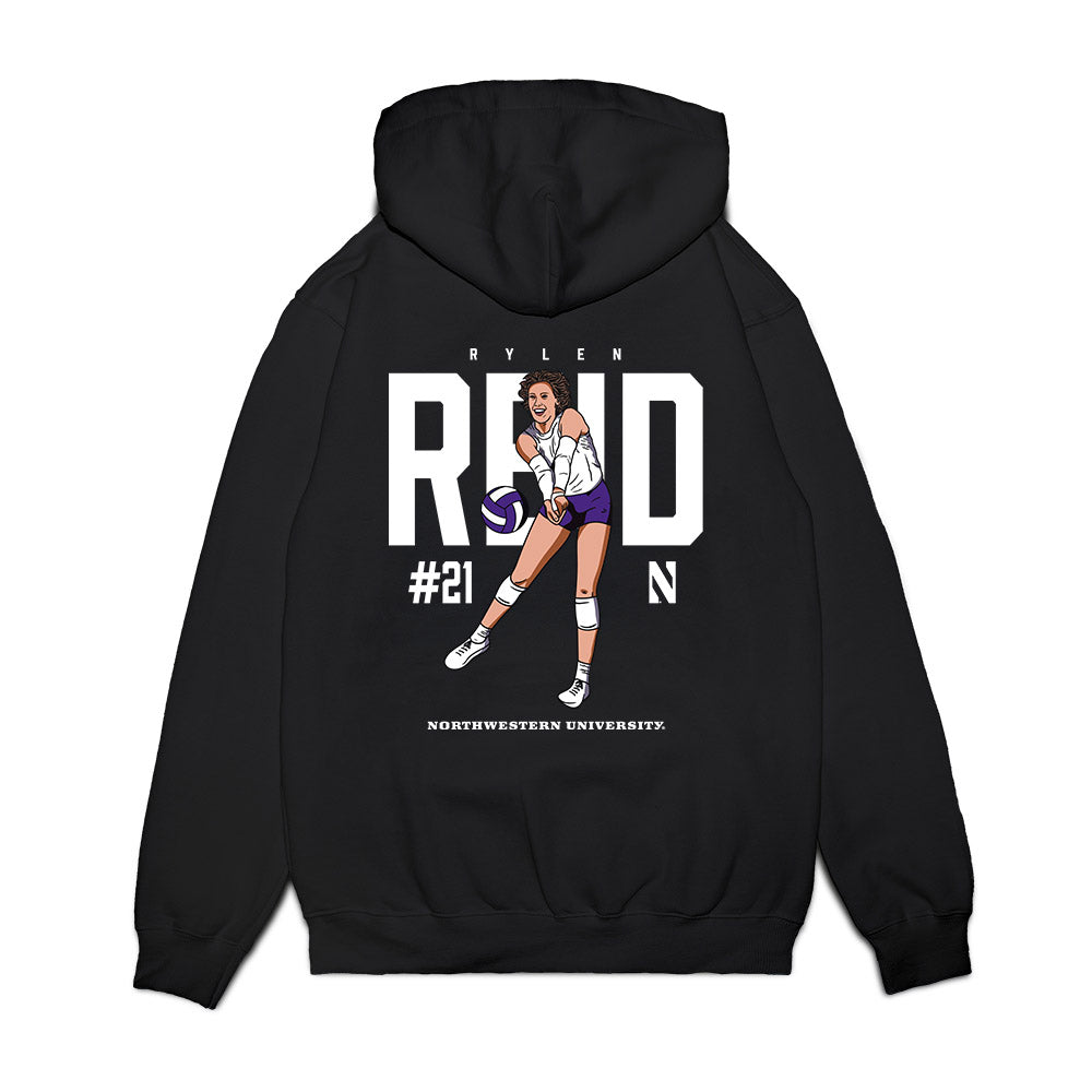 Northwestern - NCAA Women's Volleyball : Rylen Reid - Caricature Premium Hooded Sweatshirt-1