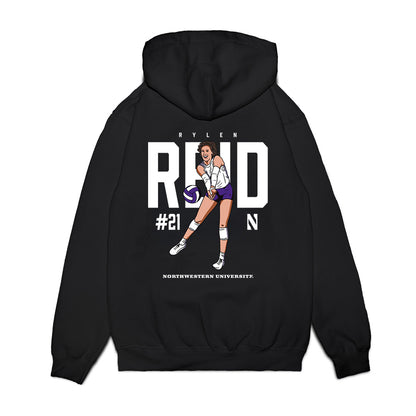 Northwestern - NCAA Women's Volleyball : Rylen Reid - Caricature Premium Hooded Sweatshirt-1