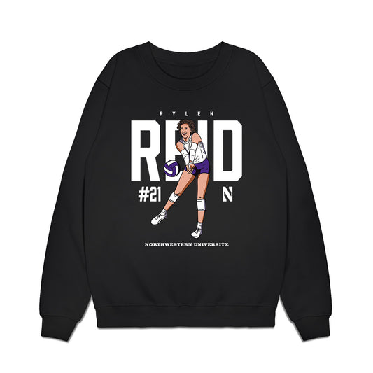 Northwestern - NCAA Women's Volleyball : Rylen Reid - Caricature Premium Crewneck Sweatshirt-0