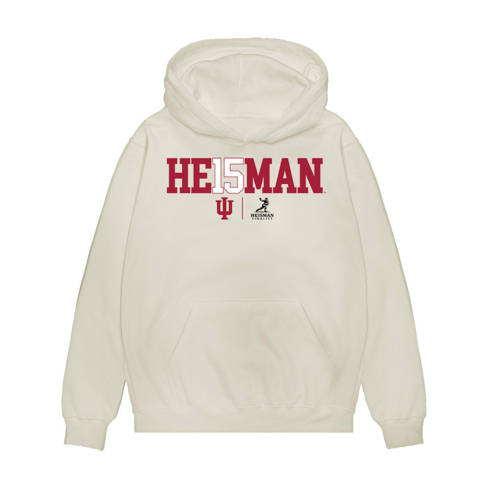 Indiana - NCAA Football : Fernando Mendoza - Heisman Finalist Premium Hooded Sweatshirt-0