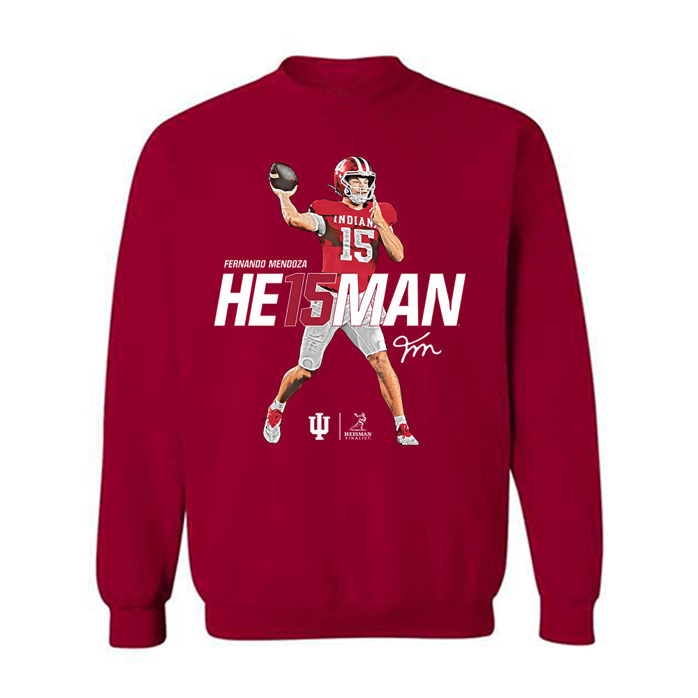 Indiana - NCAA Football : Fernando Mendoza - Heisman Finalist Crewneck Sweatshirt-0