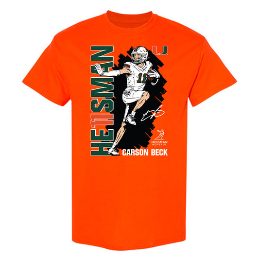 Miami - NCAA Football : Carson Beck - Heisman Stance T-Shirt-0