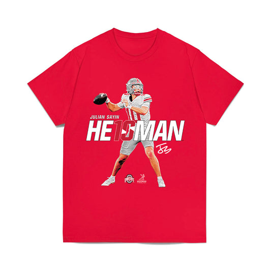Ohio State - NCAA Football : Julian Sayin - Heisman Finalist Stance Comfort Colors T-Shirt-0