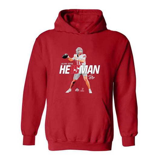 Ohio State - NCAA Football : Julian Sayin - Heisman Finalist Stance Hooded Sweatshirt-0