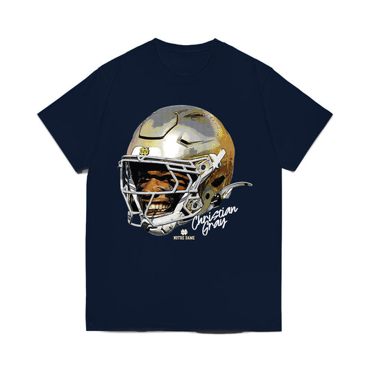 Notre Dame - NCAA Football : Christian Gray - Game Face Comfort Colors T-Shirt-0