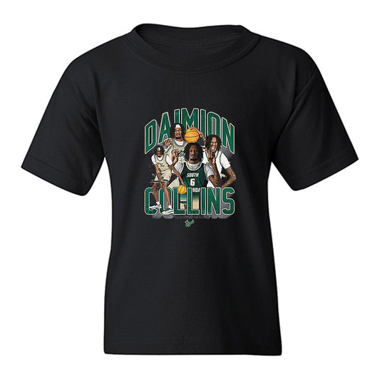 USF - NCAA Men's Basketball : Daimion Collins - Collage Youth T-Shirt-0