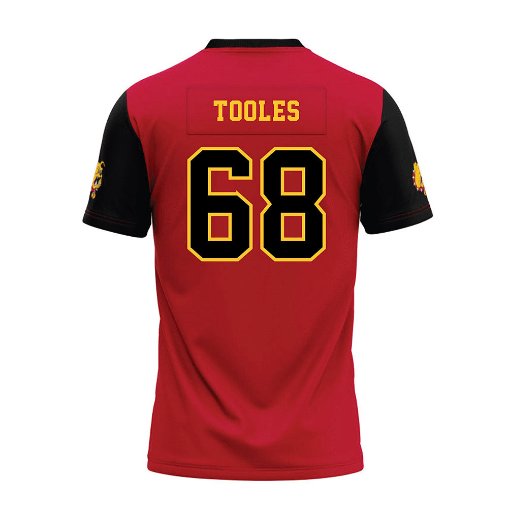 Ferris State - NCAA Football : Jordan Tooles - Red Premium Football Jersey-1