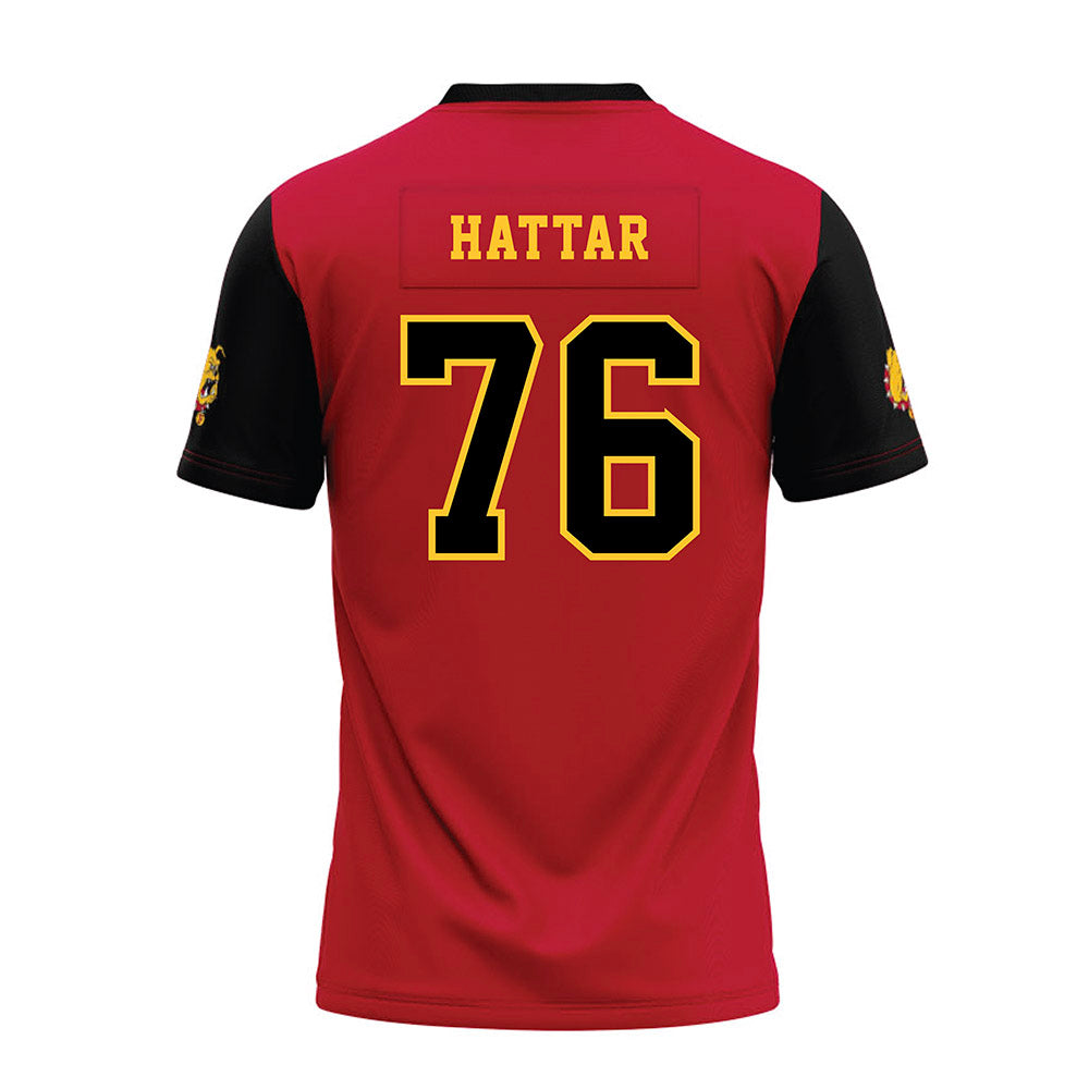 Ferris State - NCAA Football : Lawrence Hattar - Red Premium Football Jersey-1