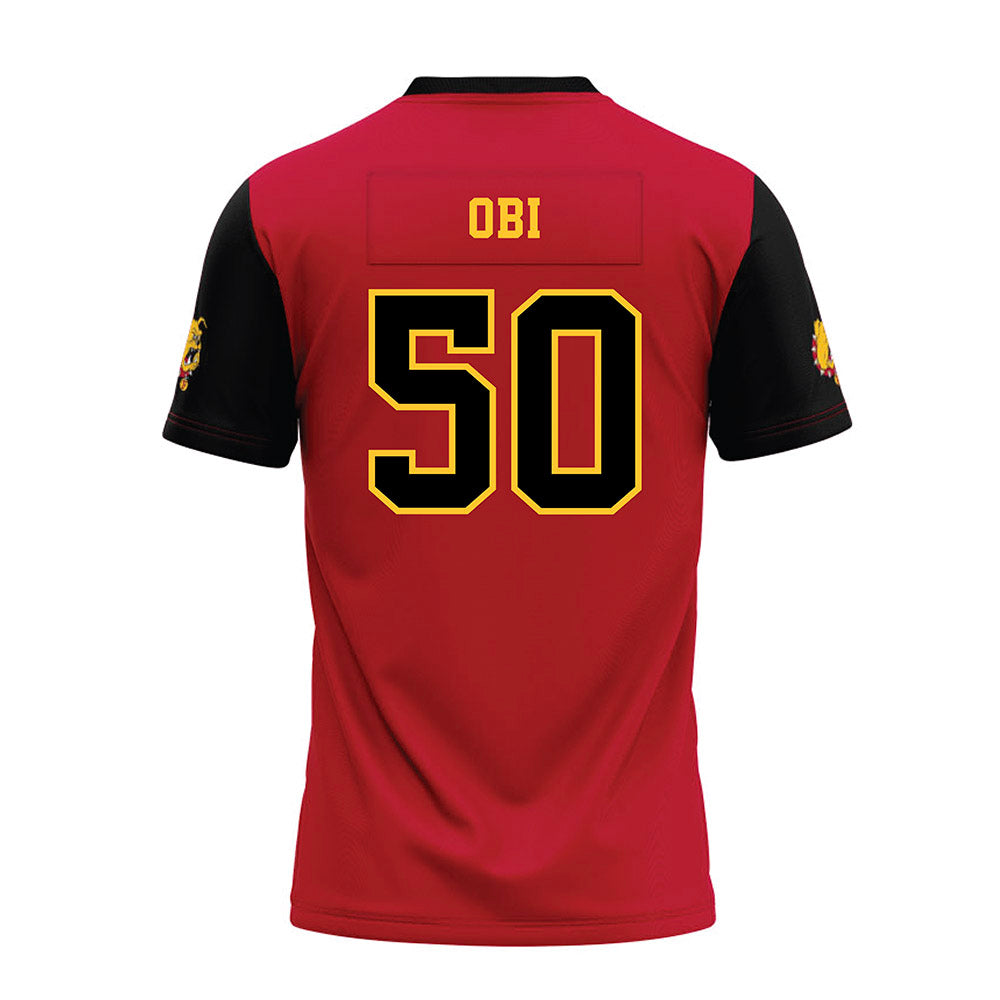 Ferris State - NCAA Football : Chimdindu Obi - Red Premium Football Jersey-1
