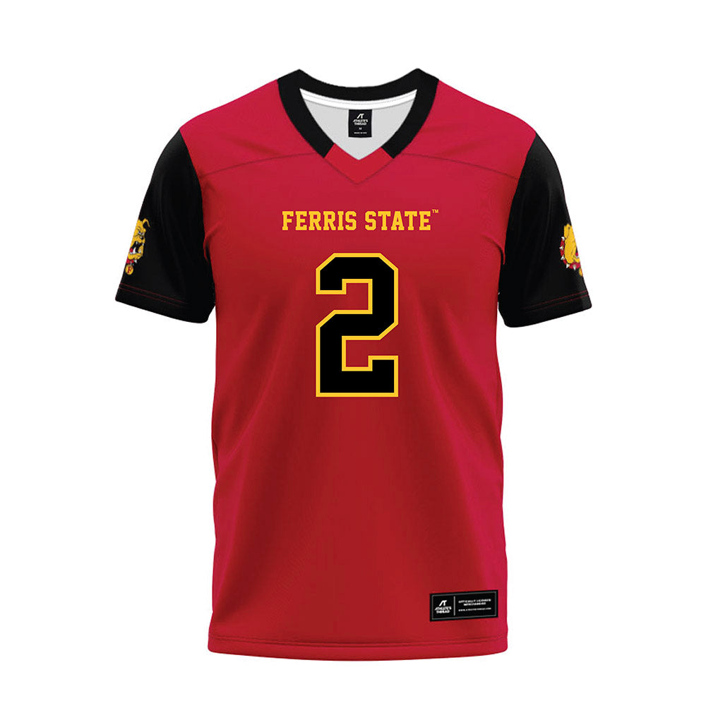 Ferris State - NCAA Football : Wyatt Bower - Red Premium Football Jersey-0