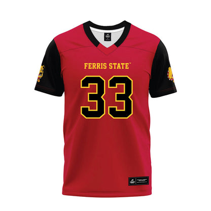 Ferris State - NCAA Football : Coties Gillen - Red Premium Football Jersey-0