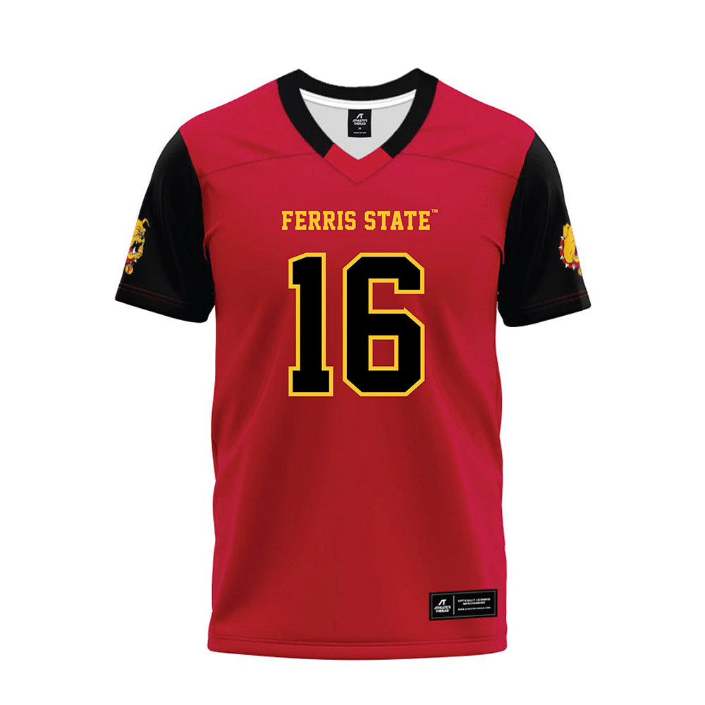 Ferris State - NCAA Football : Tre Rigby - Red Premium Football Jersey-0