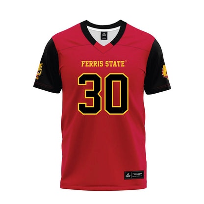 Ferris State - NCAA Football : Kannon Katzer - Red Premium Football Jersey-0