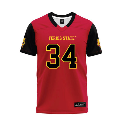 Ferris State - NCAA Football : Finn Sossen - Red Premium Football Jersey-0