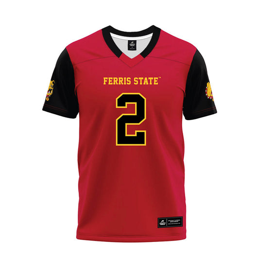 Ferris State - NCAA Football : Kelby Tyre - Red Premium Football Jersey-0