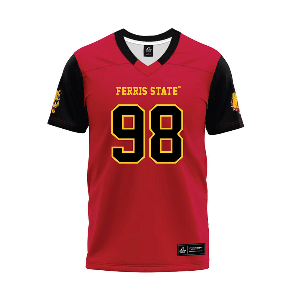 Ferris State - NCAA Football : Jake Plamondon - Red Premium Football Jersey-0