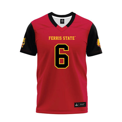 Ferris State - NCAA Football : James Gilbert - Red Premium Football Jersey-0
