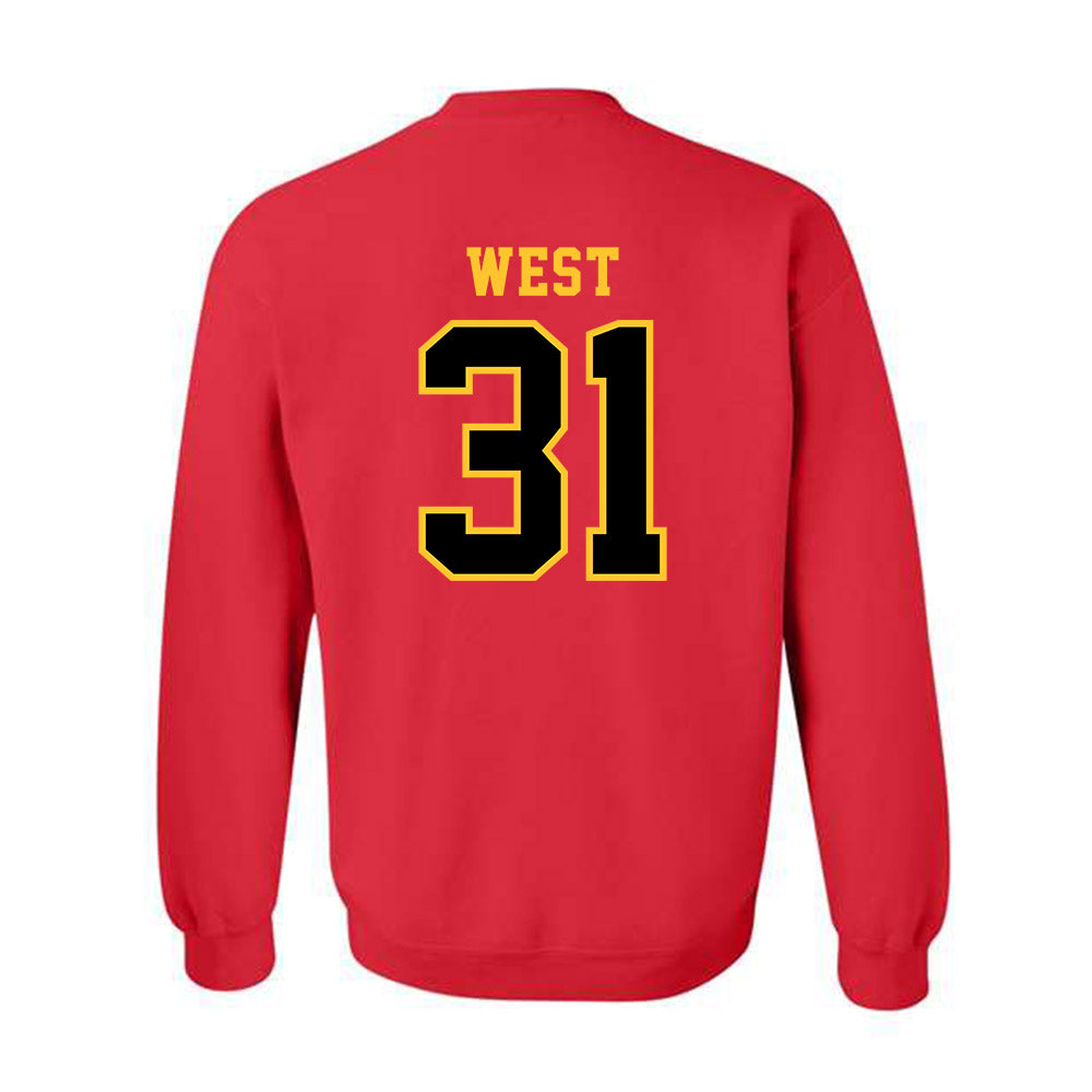 Ferris State - NCAA Men's Ice Hockey : Noah West - Replica Shersey Crewneck Sweatshirt-1