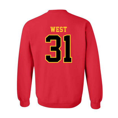 Ferris State - NCAA Men's Ice Hockey : Noah West - Replica Shersey Crewneck Sweatshirt-1