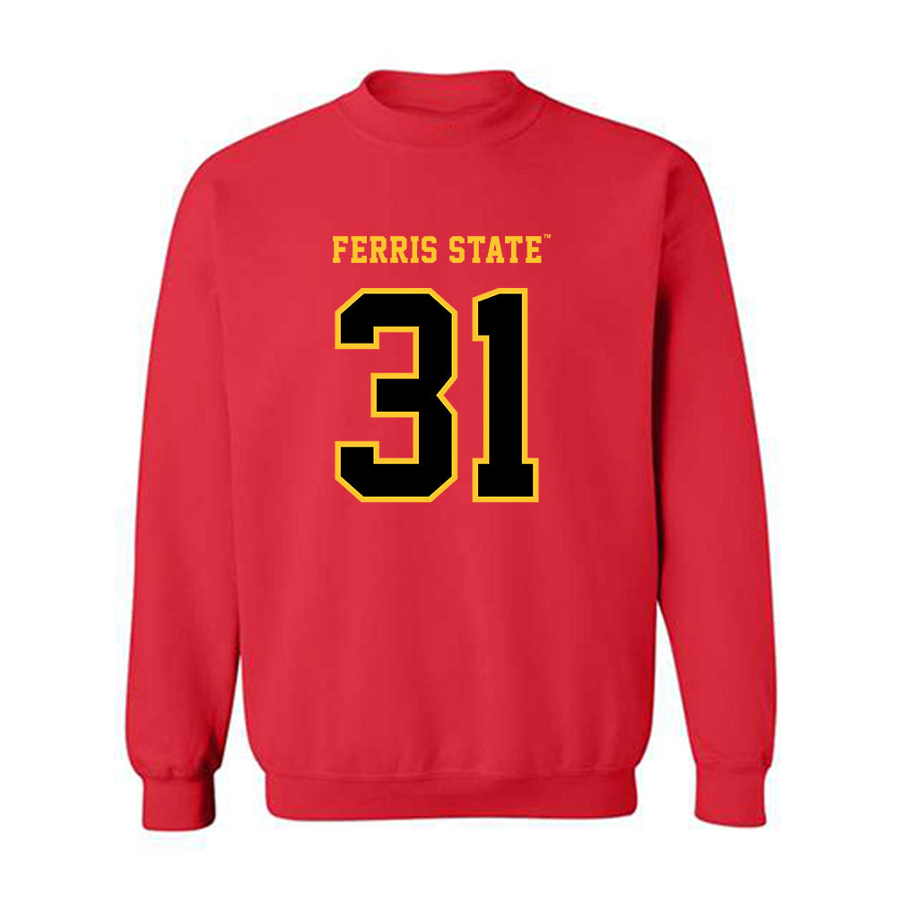 Ferris State - NCAA Men's Ice Hockey : Noah West - Replica Shersey Crewneck Sweatshirt-0