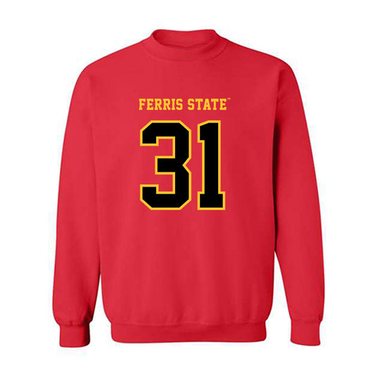 Ferris State - NCAA Men's Ice Hockey : Noah West - Replica Shersey Crewneck Sweatshirt-0