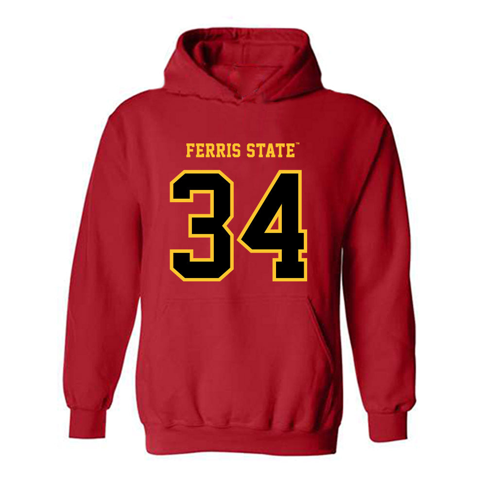 Ferris State - NCAA Men's Ice Hockey : Nick Grimaldi - Replica Shersey Hooded Sweatshirt-0