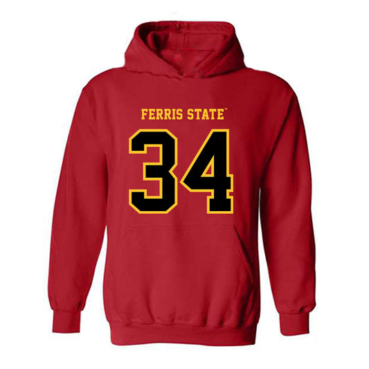 Ferris State - NCAA Men's Ice Hockey : Nick Grimaldi - Replica Shersey Hooded Sweatshirt-0
