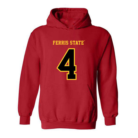 Ferris State - NCAA Football : Justin payoute - Replica Shersey Hooded Sweatshirt-0