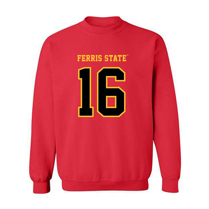 Ferris State - NCAA Men's Ice Hockey : Caiden Gault - Replica Shersey Crewneck Sweatshirt-0