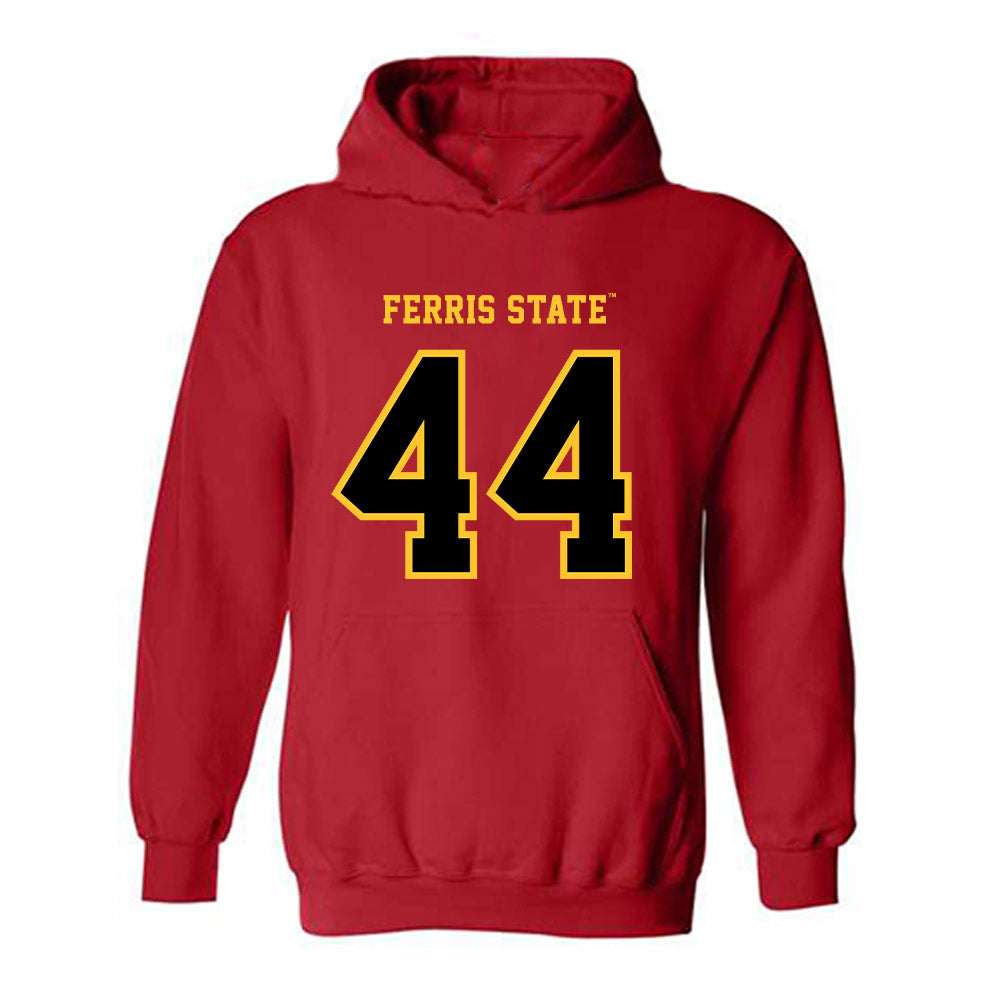 Ferris State - NCAA Football : Kailib Davis - Replica Shersey Hooded Sweatshirt-0