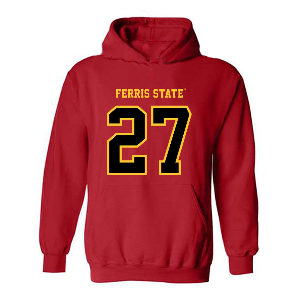 Ferris State - NCAA Men's Ice Hockey : Gavin Best - Replica Shersey Hooded Sweatshirt-0