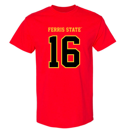 Ferris State - NCAA Men's Ice Hockey : Caiden Gault - Replica Shersey T-Shirt-0