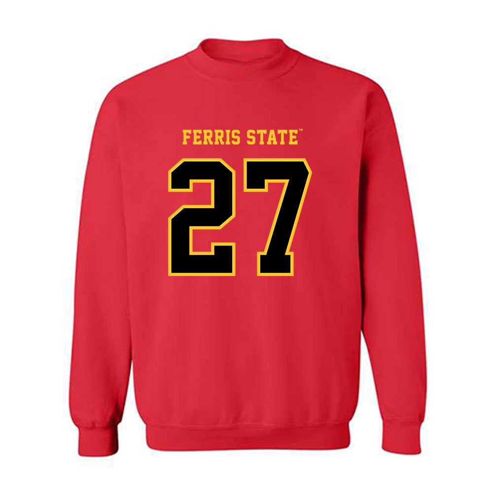 Ferris State - NCAA Men's Ice Hockey : Gavin Best - Replica Shersey Crewneck Sweatshirt-0