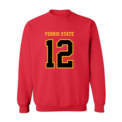 Ferris State - NCAA Men's Ice Hockey : Holden Doell - Replica Shersey Crewneck Sweatshirt-0