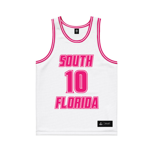 USF - NCAA Women's Basketball : Edyn Battle - White Basketball Jersey-0
