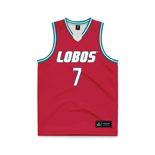 New Mexico - NCAA Men's Basketball : Sir Marius Jones - Red Basketball Jersey-0