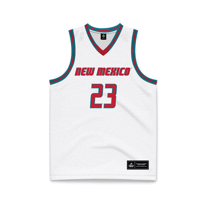 New Mexico - NCAA Men's Basketball : Jake Hall - White Basketball Jersey-0
