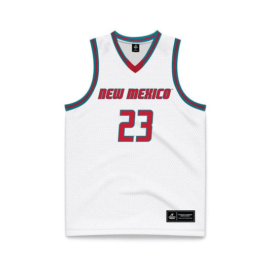 New Mexico - NCAA Men's Basketball : Jake Hall - White Basketball Jersey-0