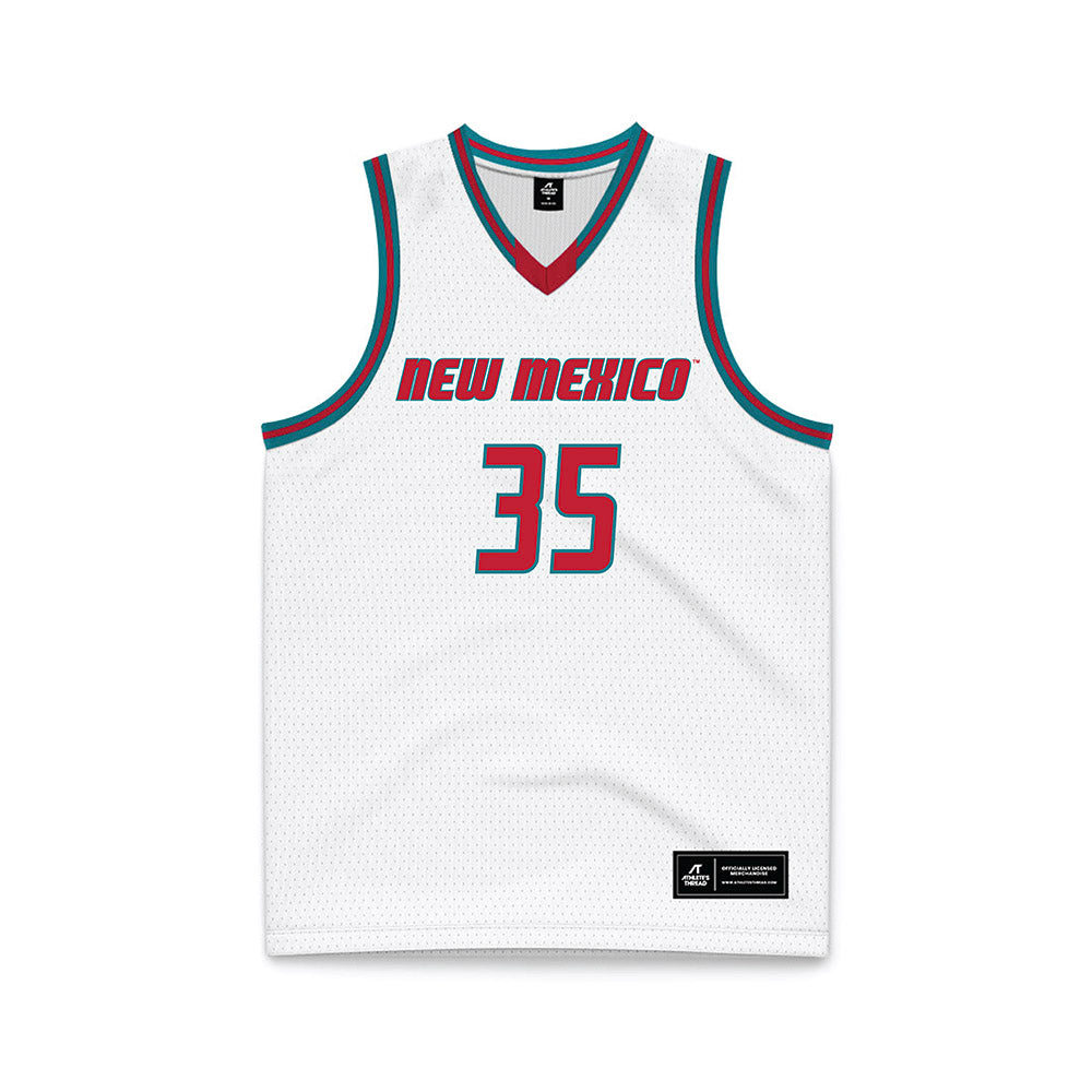 New Mexico - NCAA Men's Basketball : JT Rock - White Basketball Jersey-0