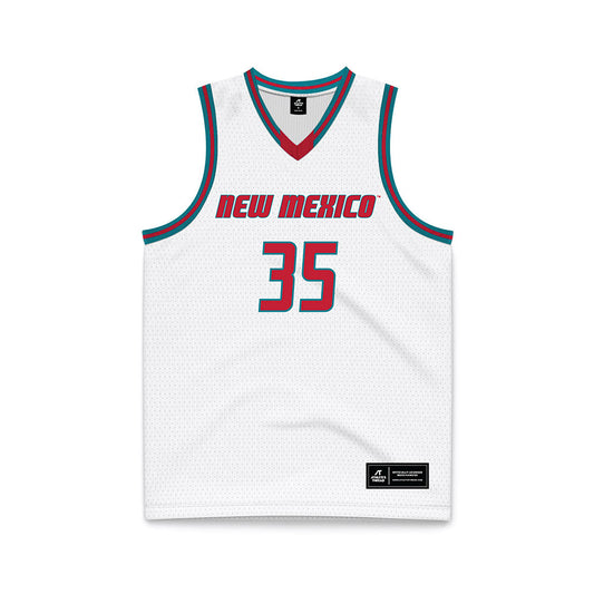 New Mexico - NCAA Men's Basketball : JT Rock - White Basketball Jersey-0