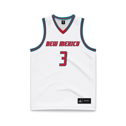 New Mexico - NCAA Men's Basketball : Luke Haupt - White Basketball Jersey-0