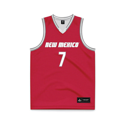 New Mexico - NCAA Men's Basketball : Sir Marius Jones - Red Basketball Jersey-0