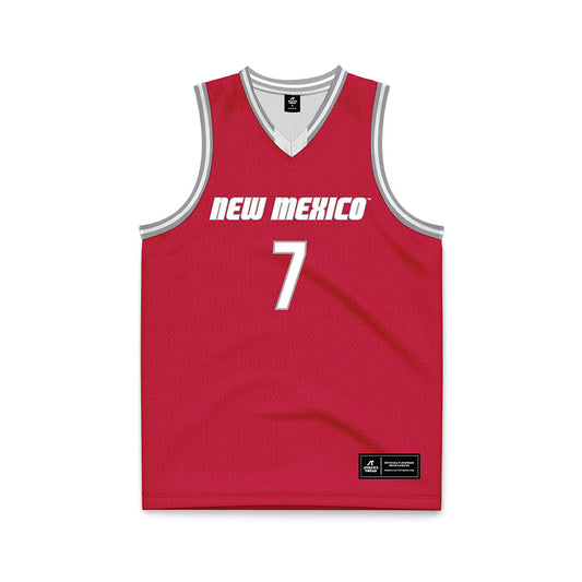 New Mexico - NCAA Men's Basketball : Sir Marius Jones - Red Basketball Jersey-0