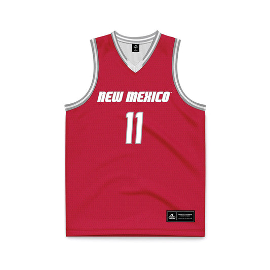 New Mexico - NCAA Men's Basketball : Kallai Patton - Red Basketball Jersey-0