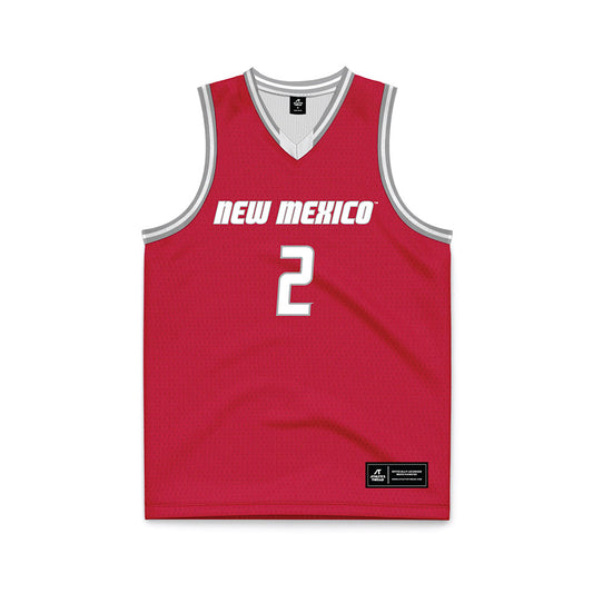 New Mexico - NCAA Men's Basketball : Tajavis Miller - Red Basketball Jersey-0