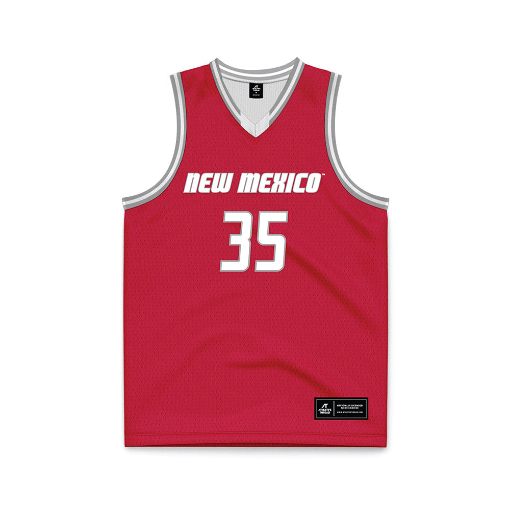 New Mexico - NCAA Men's Basketball : JT Rock - Red Basketball Jersey-0